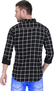 Men's Pure Soft Cotton Full Sleeve Slim Fit Check Shirt | Casual Office Partywear Workwear The Orange Tags