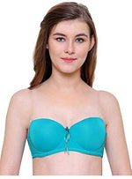 Afbeelding in Gallery-weergave laden, Teal / 34 B Push Up Padded Bra Strapless Multiway Transparent Clear Back Straps Bras The Orange Tags
