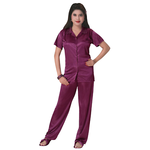 Charger l&#39;image dans la galerie, Wine / One Size Satin Pyjama Set With Bedroom Sleepers The Orange Tags
